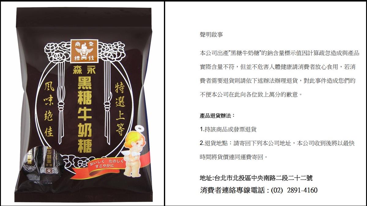 鈉含量標示不實!森永「黑糖牛奶糖」全面下架、停產