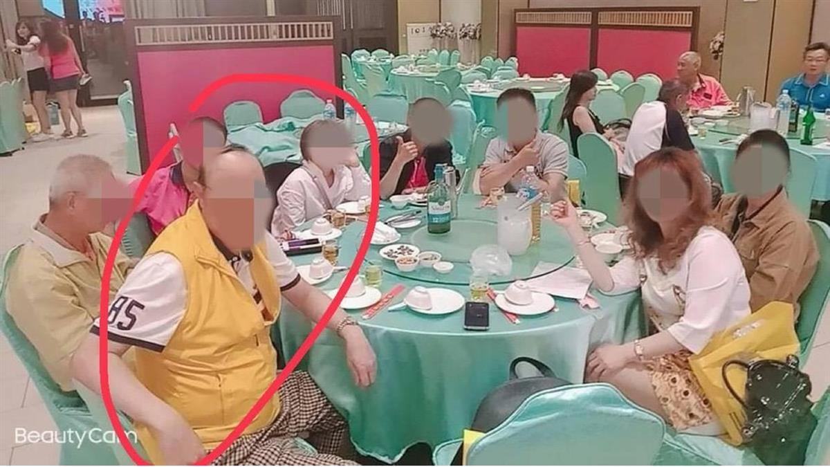 獅子男聚餐「未戴口罩」 7人同桌吃合菜超危險