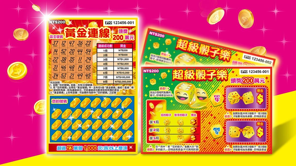 台彩推2款新刮刮樂！頭獎最高200萬 總獎金逾13.5億