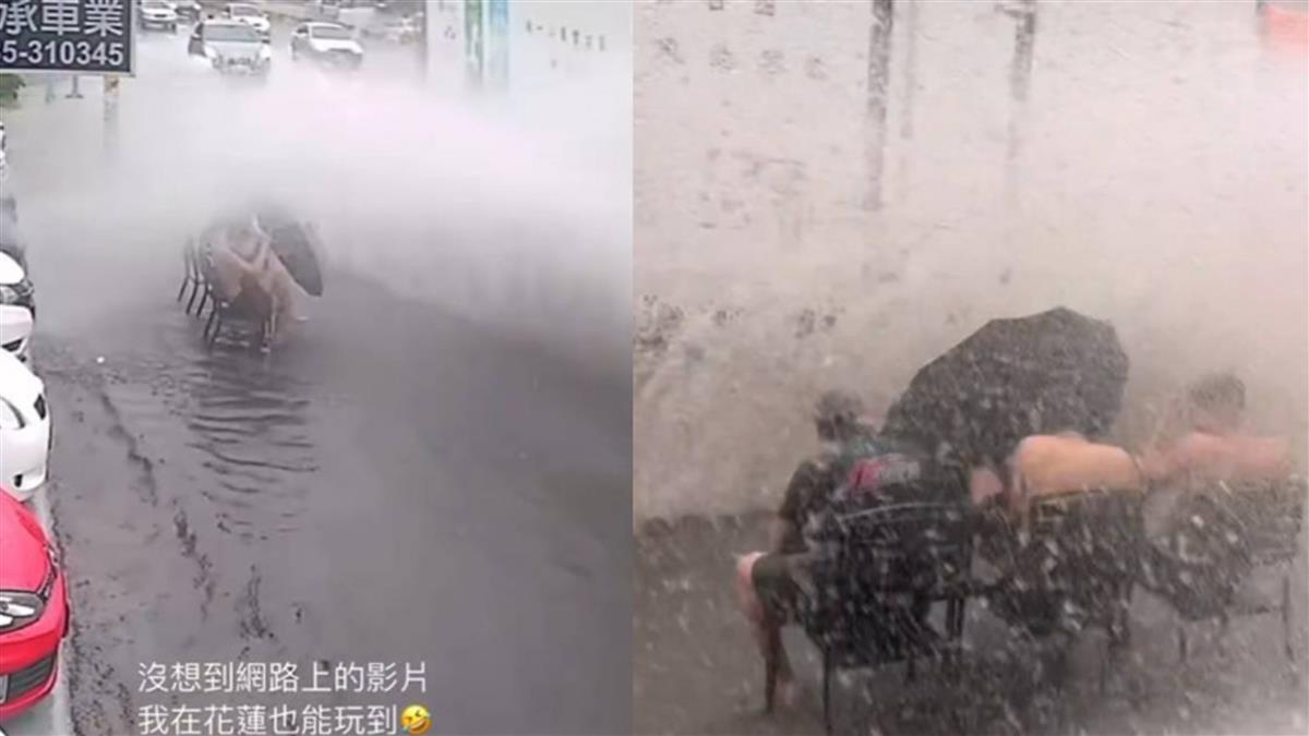 花蓮年輕人「豪雨苦中作樂」 貨車神助攻網大讚：司機很給力