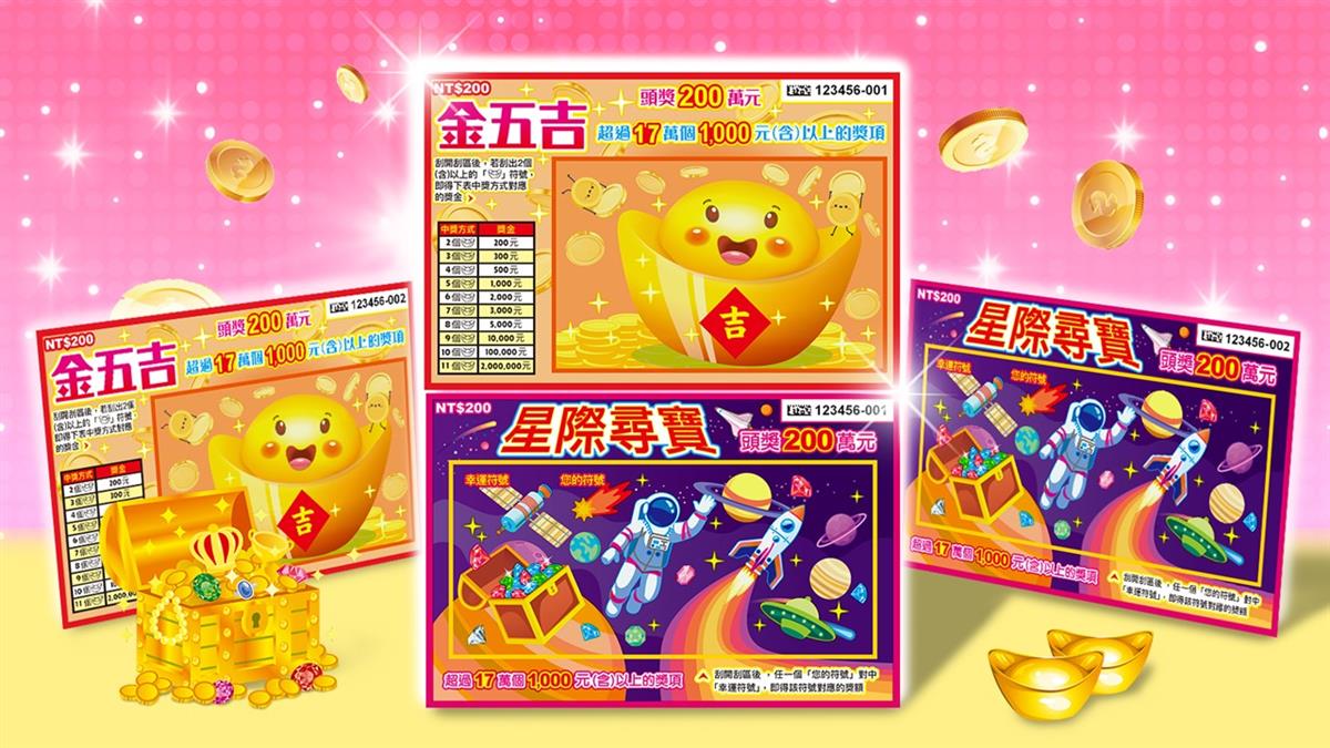 2款新刮刮樂上市！共8個頭獎200萬 總獎金逾11.1億元