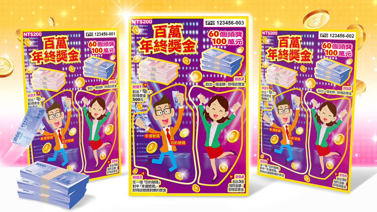 年終獎金自己拚! 台彩推新刮刮樂「100萬有60個」 總獎額逾6.1億|東森財經新聞